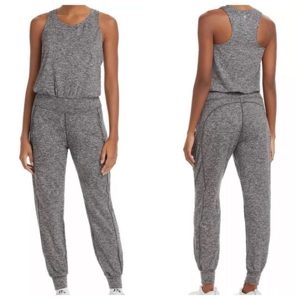 Sweaty Betty Women's Gary Gray Black Marled Athleisure
Racerback Jogger Jumpsuit